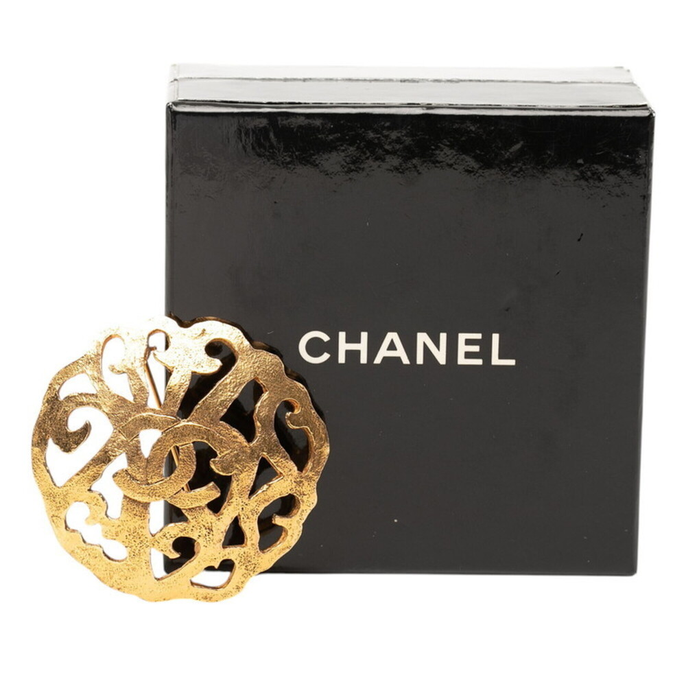 CHANEL Authentic Vintage Gold Logo Brooch - Picture 4 of 4